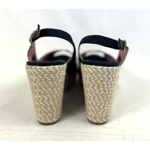 Tommy Hilfiger Espadrille Blue Women's Size 9 Sling Back Hi Wedge Sandal Heels - Picture 3 of 13